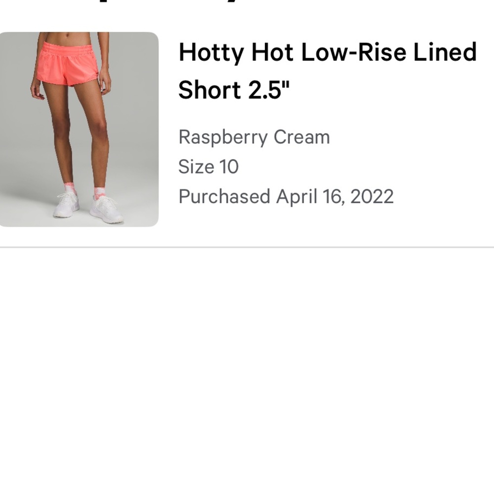 lululemon Hotty Hot Shorts Low-Rise, Size 10, 2.5” inseam, Raspberry Cream - Picture 4 of 4